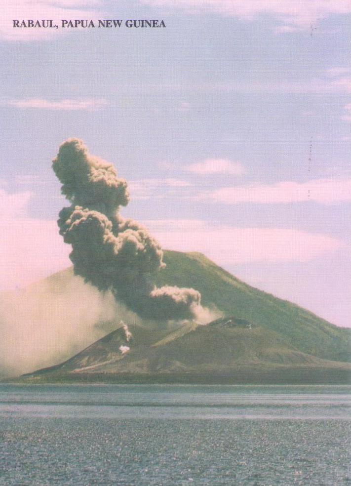 Rabaul, Tavurvur Active Volcano giving a little Puff