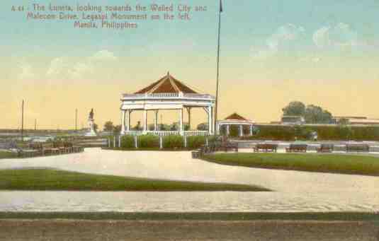 Manila, Luneta towards Walled City, Legaspi Monument