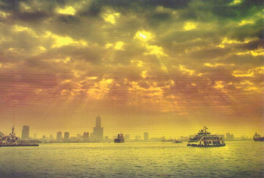 Port of Kaohsiung – skyline at sunset