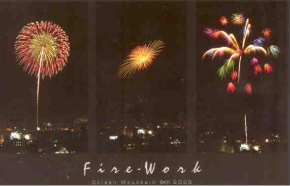 Bangkok, Golden Mountain, fireworks