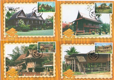 Thailand Philatelic Exhibition 1997 – Houses (Maximum Cards) (set of 4)