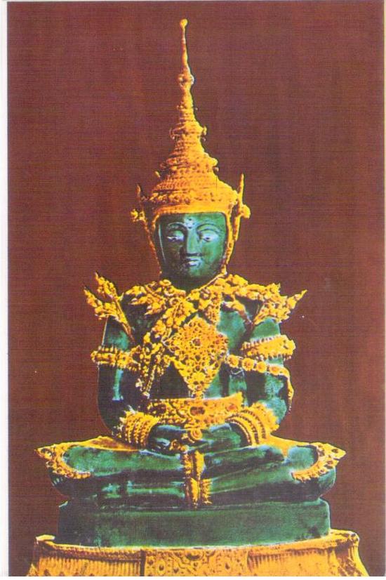 Bangkok, Wat Phra Keo, Image of the Emerald Buddha, summer season robe