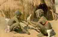 Zulus making fire (South Africa)