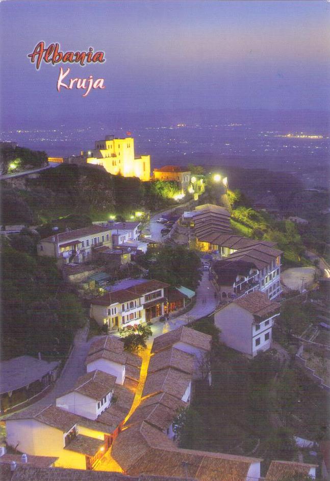 Kruja, aerial night view