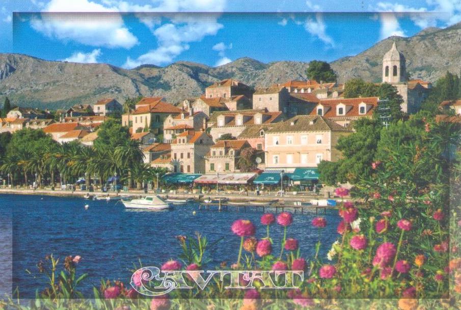 Cavtat, bay and flowers
