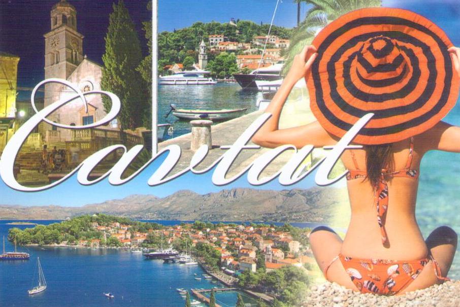 Cavtat, large letters and large hat