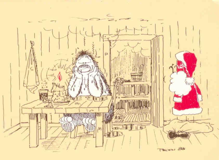 Santa in the sauna on Christmas Eve