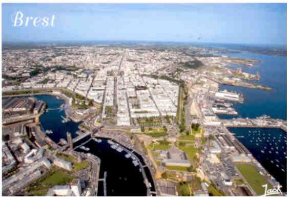Brest, harbour and town aerial view