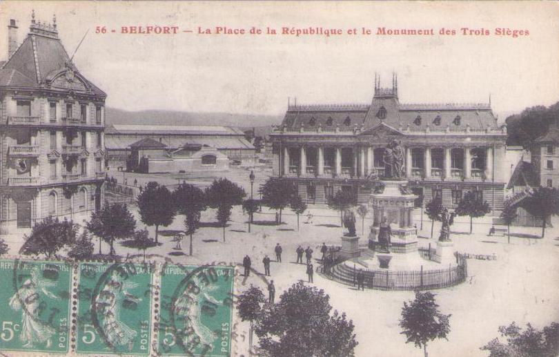 Belfort – La Place de la Republic et le Monument des Trois Sieges