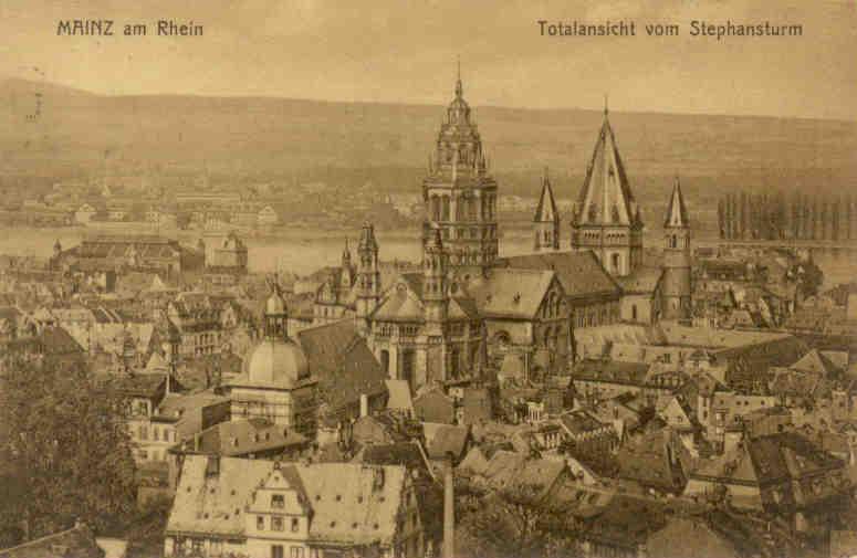 Mainz am Rhein, Totalansicht vom Stephansturm