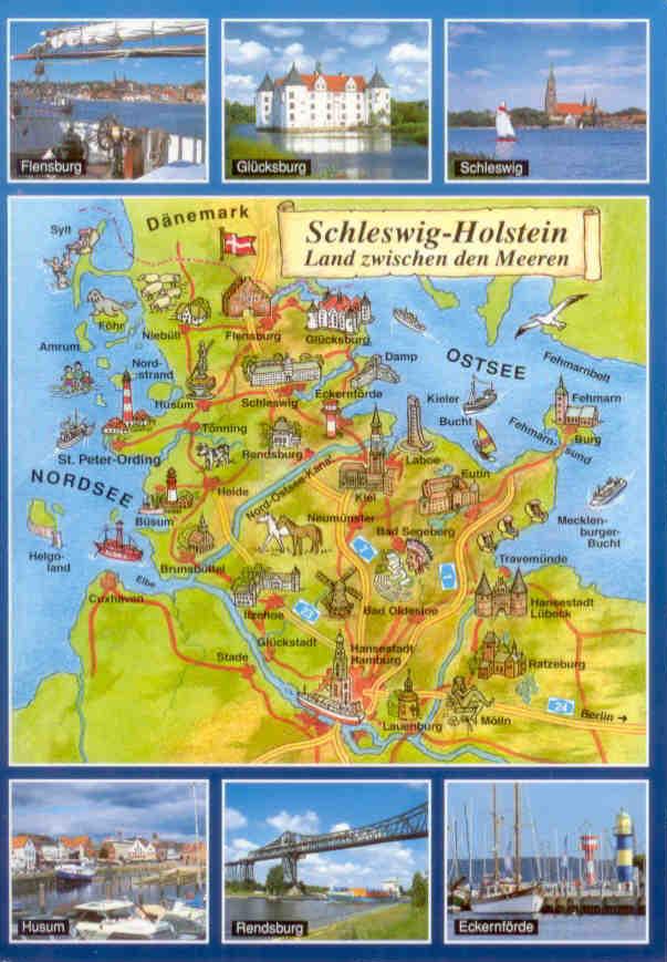 Schöne Grüße aus Schleswig-Holstein, map and multiple views