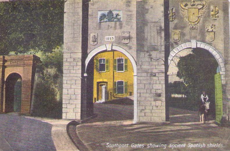 Southport Gates showing ancient Spanish shields