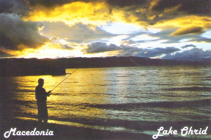 Lake Ohrid, fishing at sunset