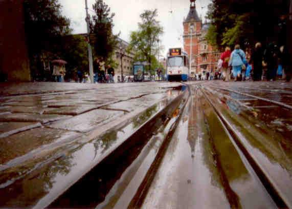 Amsterdam, City tram, after the rain