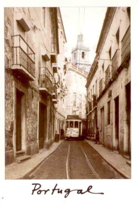 Lisbon, Tram in old street
