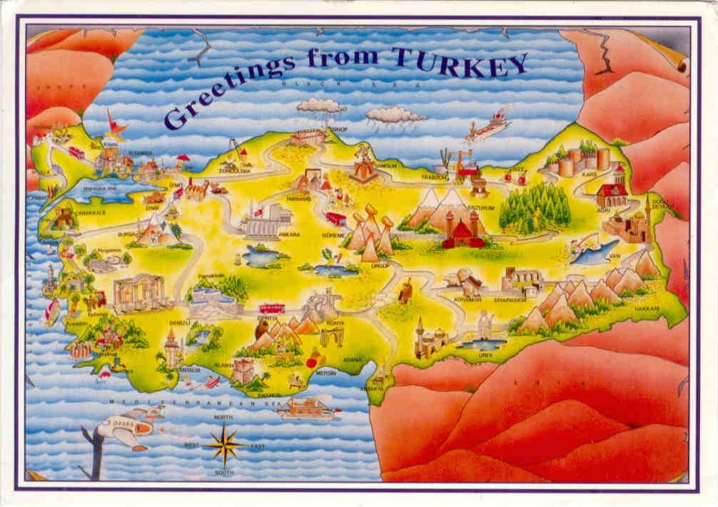 Greetings from Turkey, map