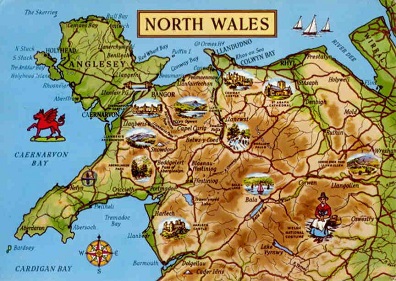 North Wales, map