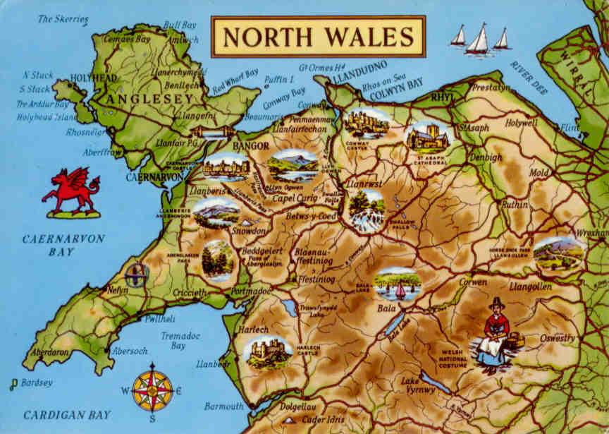 North Wales, map