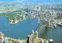 Sydney Harbour aerial view highlighting Hilton