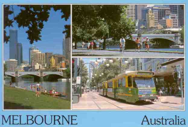 Melbourne river and trams