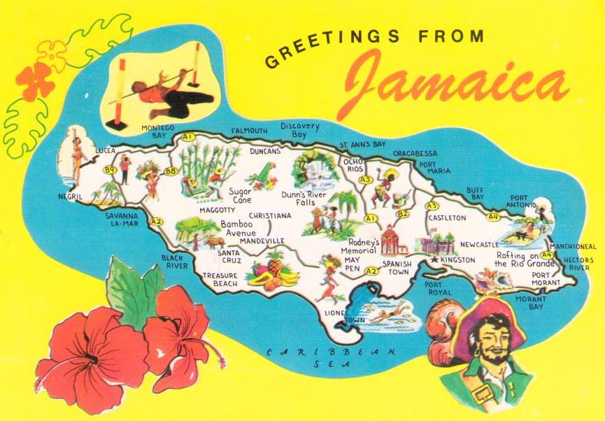 Greetings from Jamaica, map