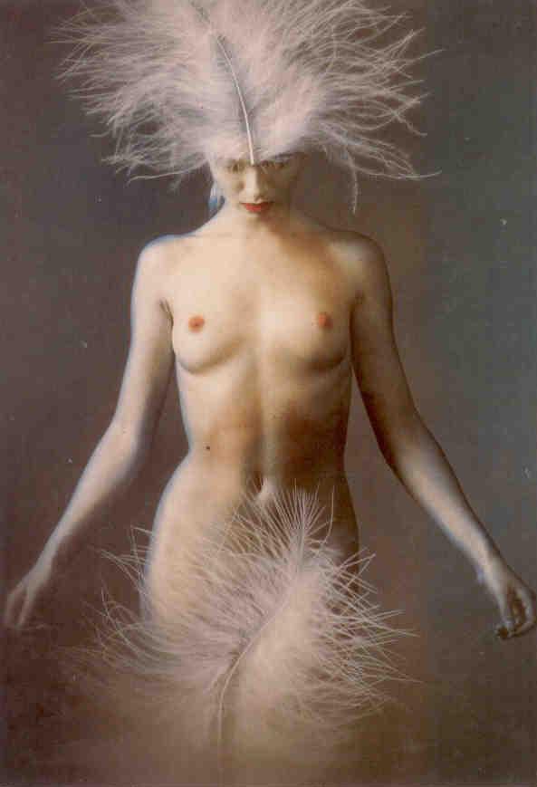 Nude with feathers