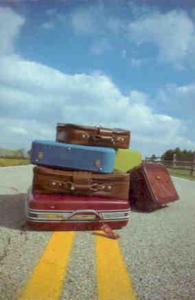 Luggage in road