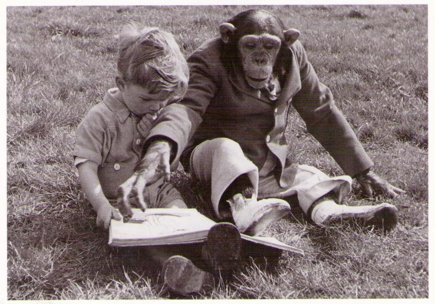 Child and chimp (Finland)