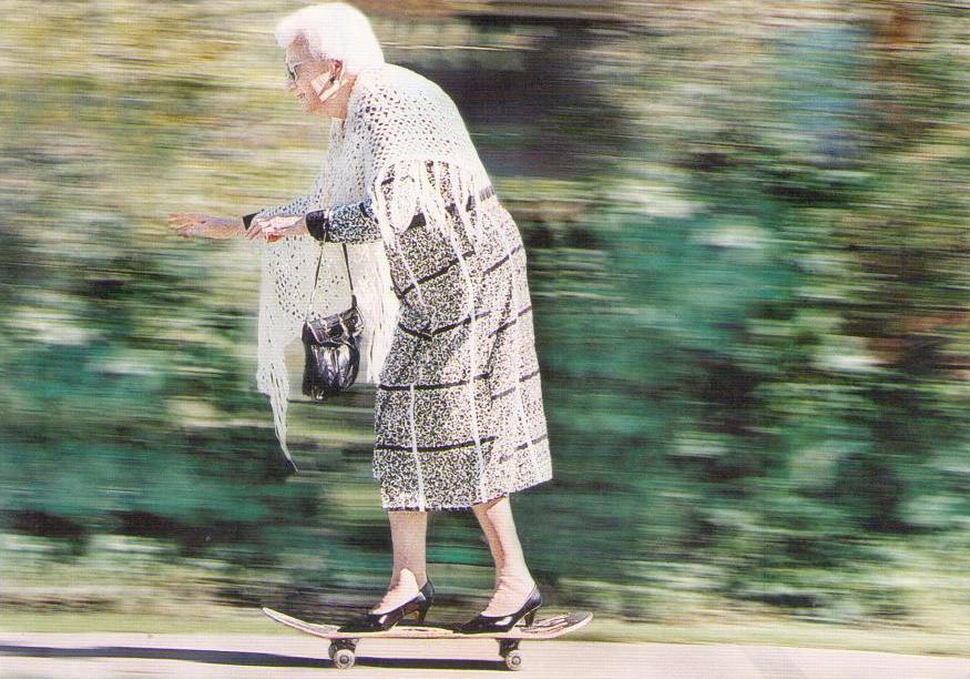 Anne Wright on her skateboard (Netherlands)