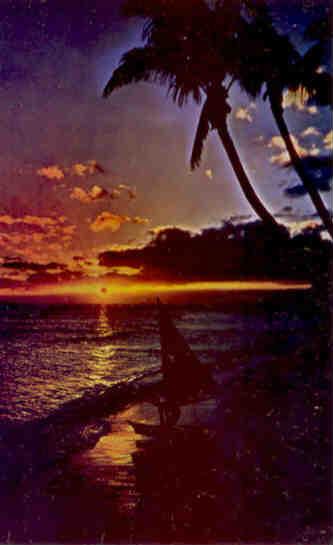 Sunset at Waikiki, from Pan American World Airways (Hawaii)