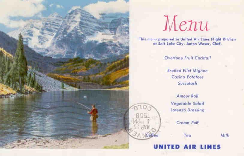 Scenic Maroon Bells, on United Airlines menu (Aspen, Colorado, USA)