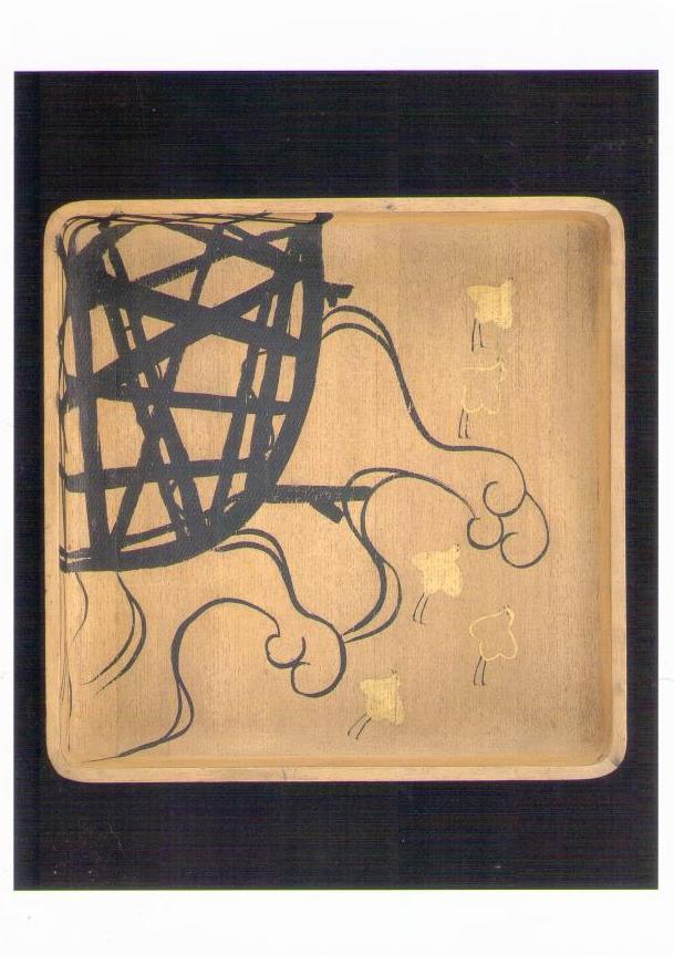 Square Tray with Design of Musashino Field and Sumida River (O. Kenzan)