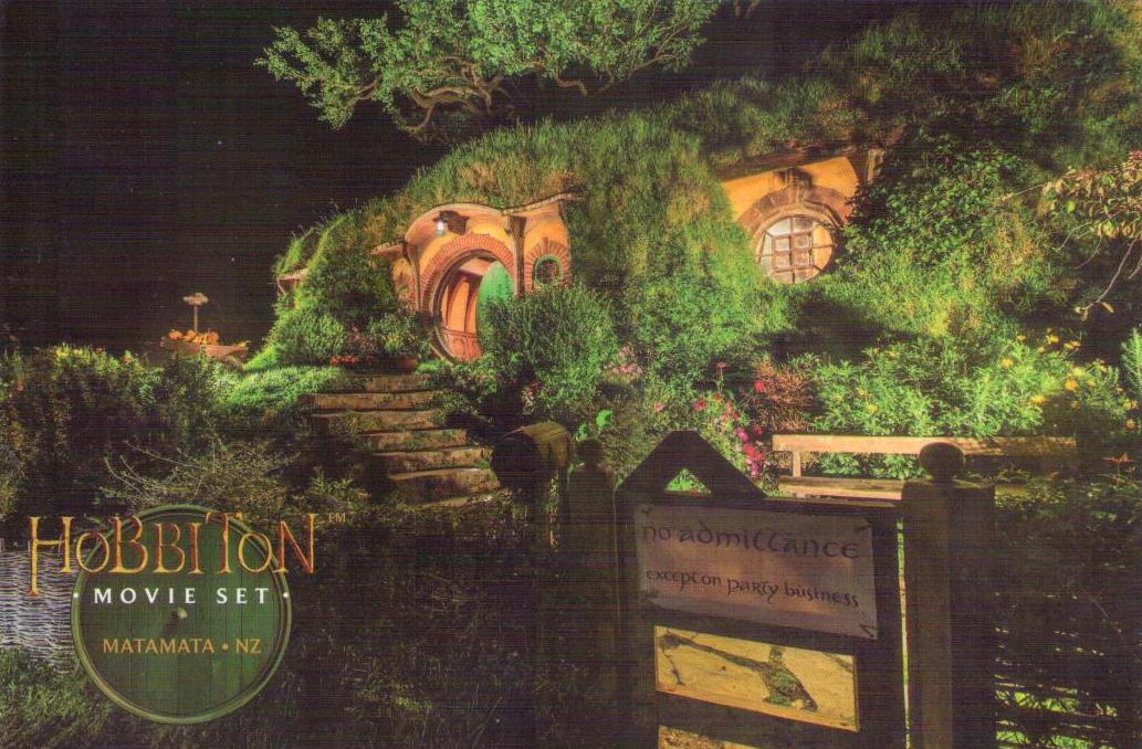 Hobbiton Movie Set, sign and steps, Matamata (New Zealand)