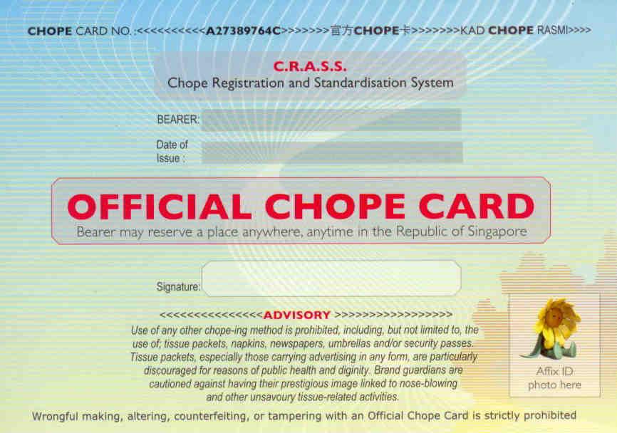 Official Chope Card (Singapore)