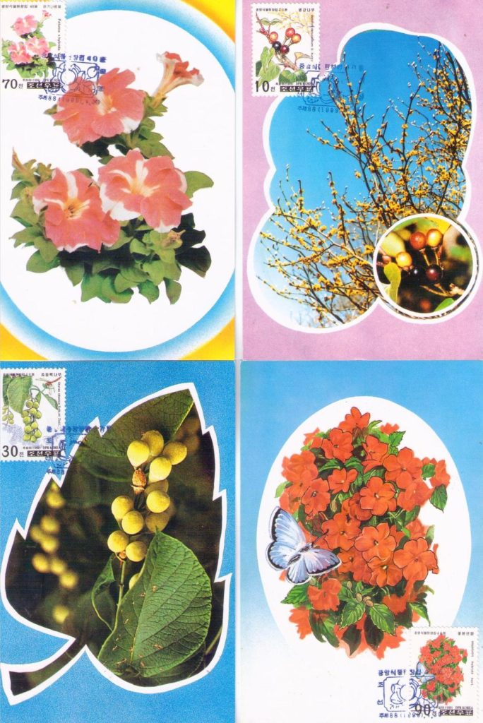 Botanical (set of four) (Maximum Cards) (DPR Korea)
