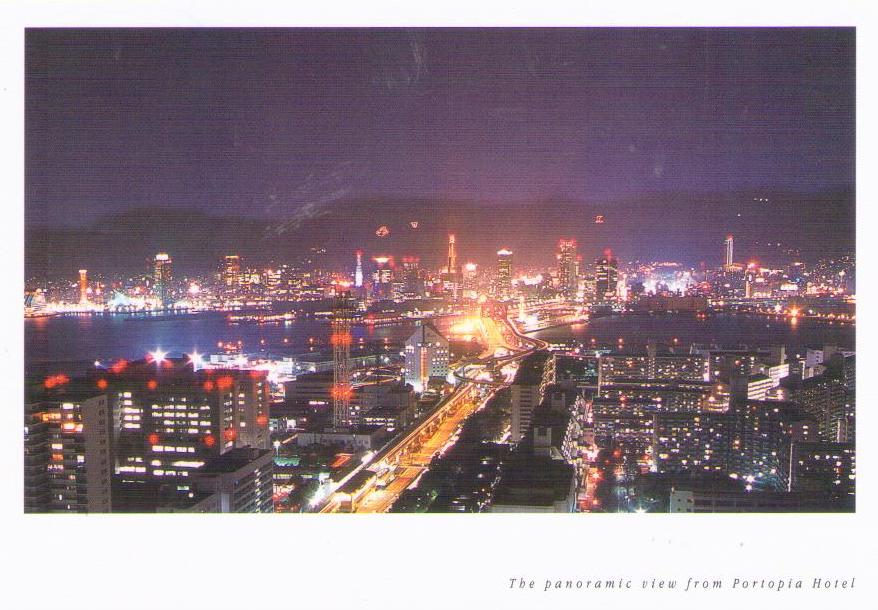 Kobe, Portopia Hotel, panoramic view at night (Japan)