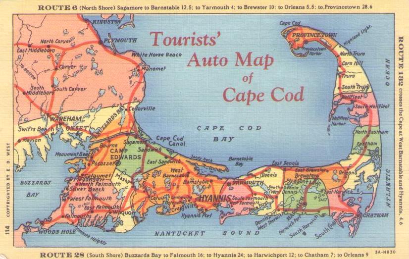 Tourists’ Auto Map of Cape Cod (Massachusetts, USA)