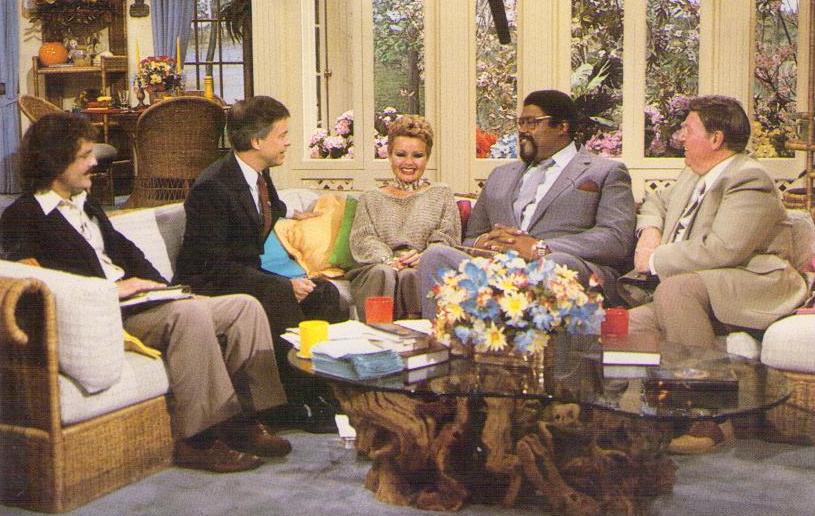 Jim and Tammy Bakker interviewing Gary Greenwald and Rosie Grier