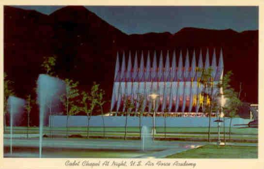 U.S. Air Force Academy, Cadet Chapel at Night (Colorado)