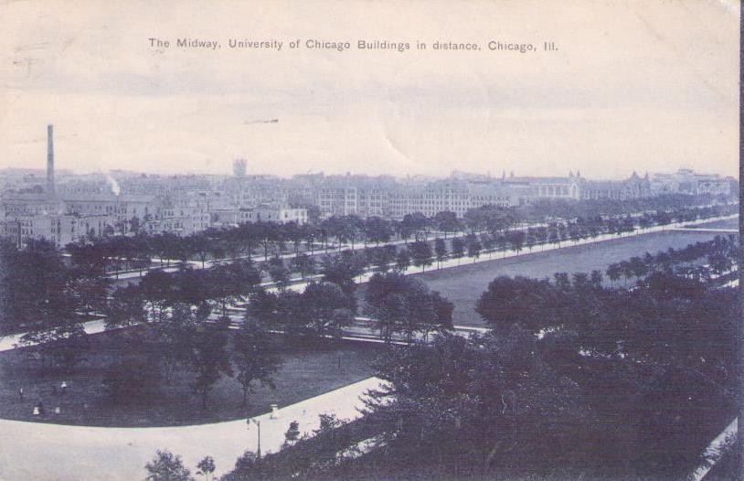 The Midway, University of Chicago Buildings in distance (USA)