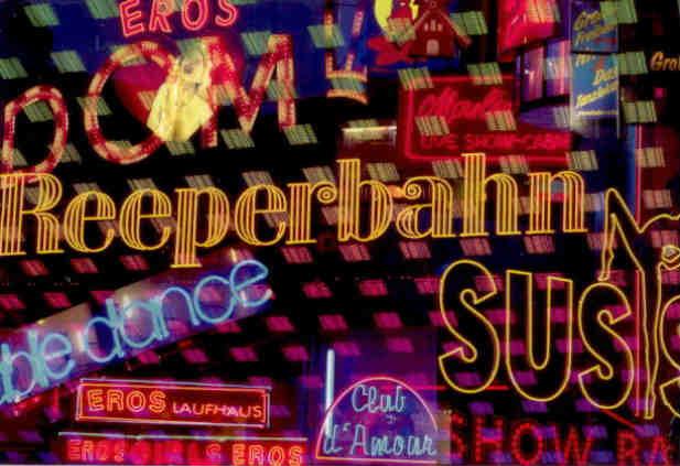 Neon signs on the Reeperbahn (Germany)