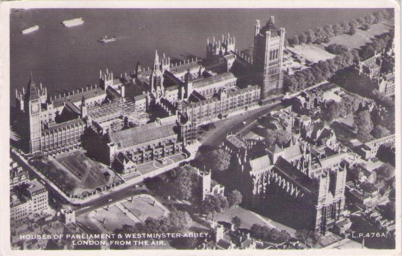 London from the Air, Houses of Parliament & Westminster Abbey