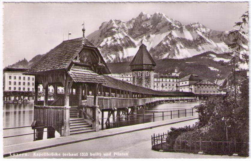 Luzern, Kapellbrucke und Pilatus (Switzerland)