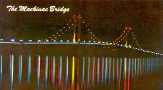 The Mackinac Bridge at night (Michigan)
