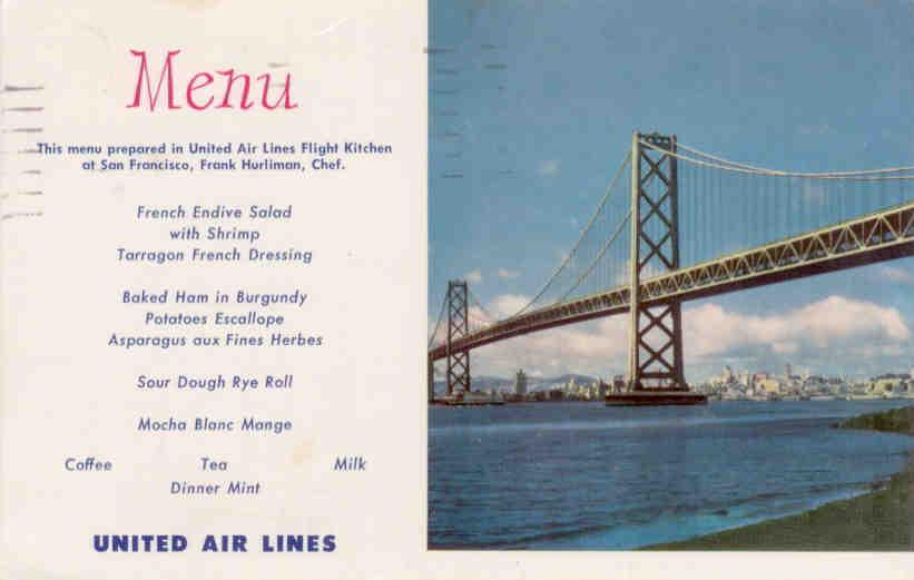 San Francisco-Oakland Bay Bridge, on United Airlines menu