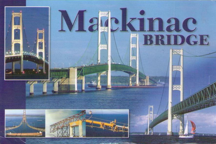 Mackinac Bridge, multiple views (Michigan, USA)