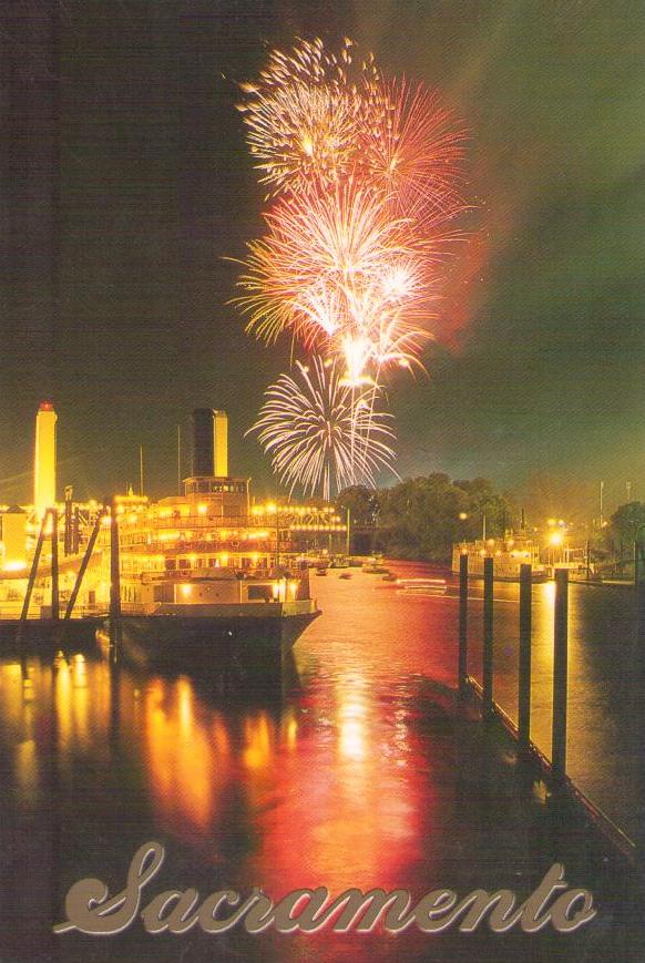 Fireworks over Tower Bridge, Sacramento (California)