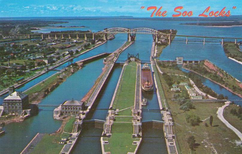 Sault Ste. Marie, Soo Locks and International Bridge (Michigan, USA)