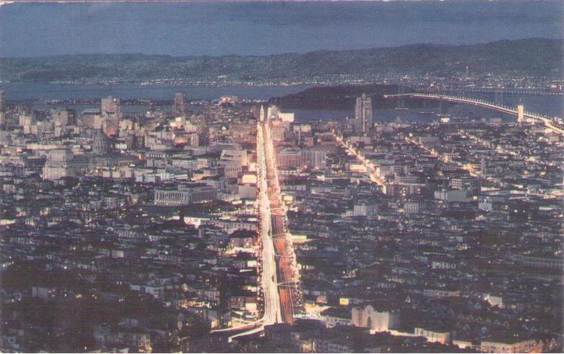 San Francisco at Night, with Bay Bridge