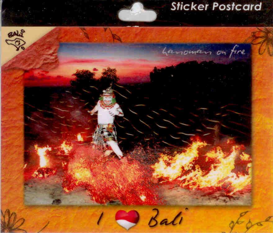 I heart Bali, Hanoman on fire (Indonesia) (Sticker Postcard)